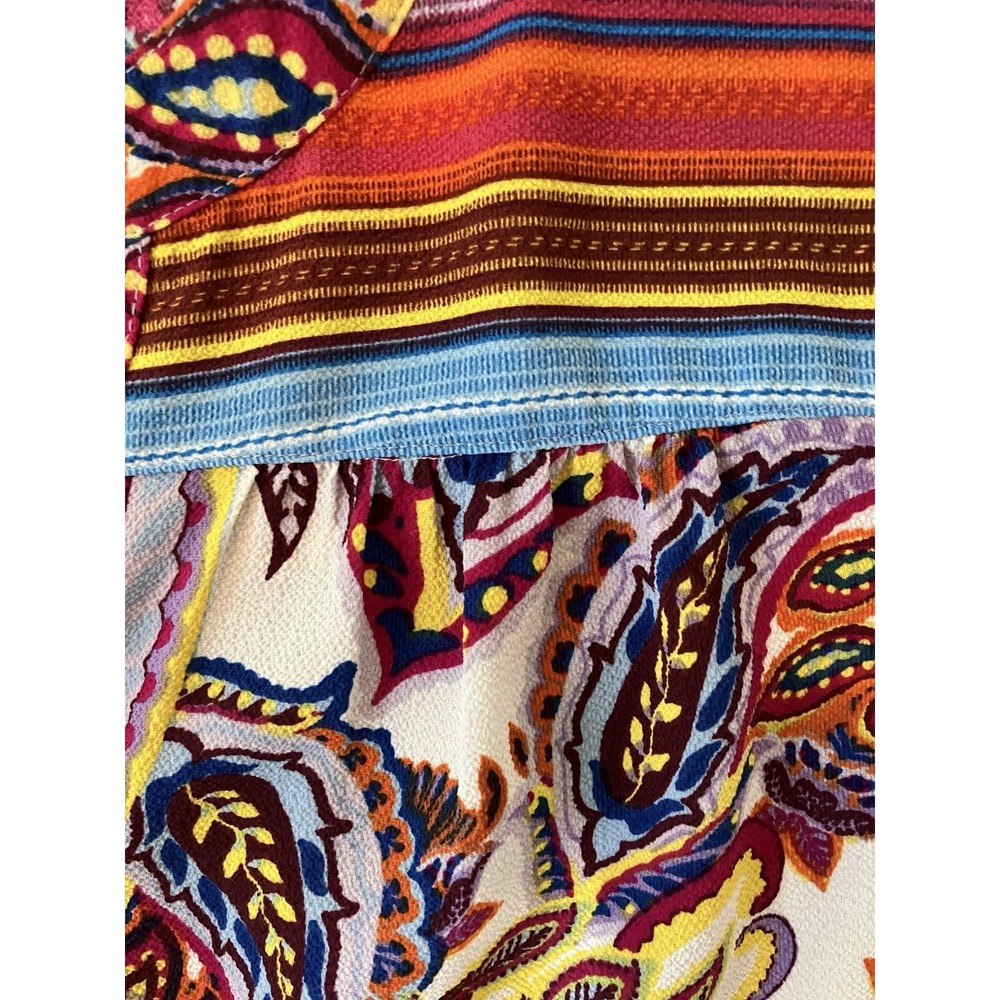 Fig And Flower Blouse Women's 2X Boho‎ Peasant Paisley Artsy Tunic Top Roll Tab - Picture 8 of 11